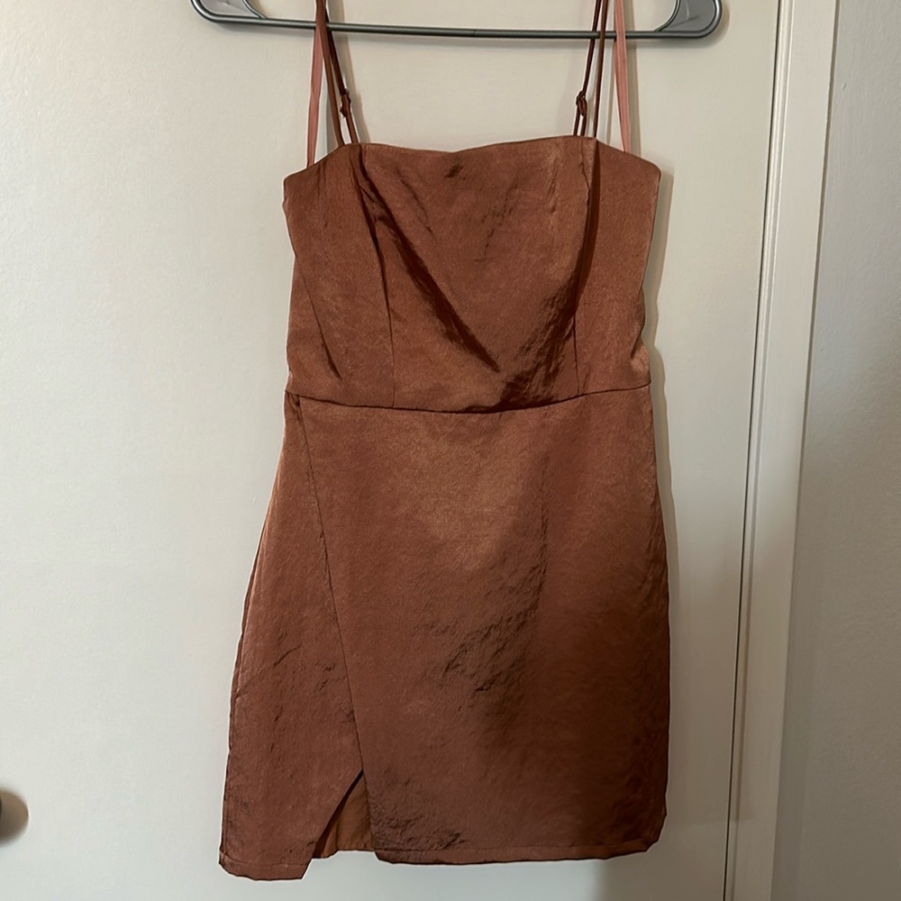 Superdown Gianna Slit Mini Dress in Nude